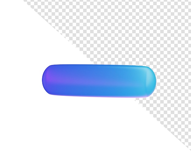 Símbolo de menos azul brillante en 3D con un diseño moderno, elegante y minimalista Ilustración 3D
