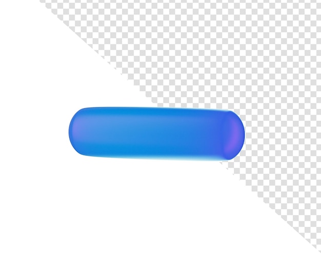 Símbolo de menos azul brillante en 3D con un diseño moderno, elegante y minimalista Ilustración 3D