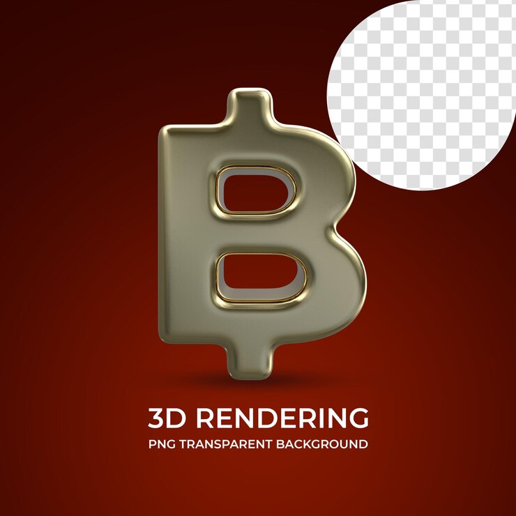 PSD símbolo de moneda baht representación 3d fondo transparente aislado