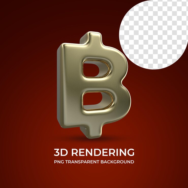 PSD símbolo de moneda baht representación 3d fondo transparente aislado