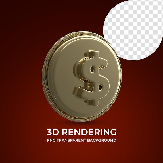 Símbolo de moneda dólar representación 3d fondo transparente aislado