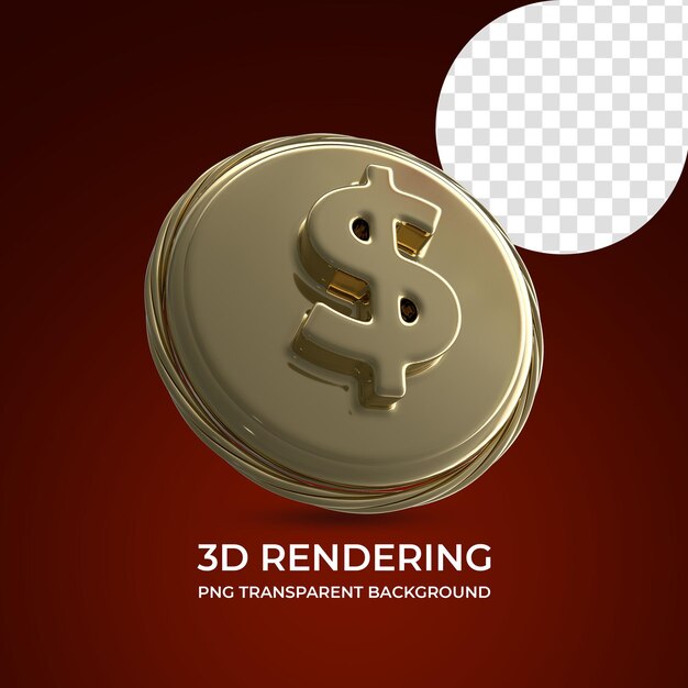 Símbolo de moneda dólar representación 3d fondo transparente aislado