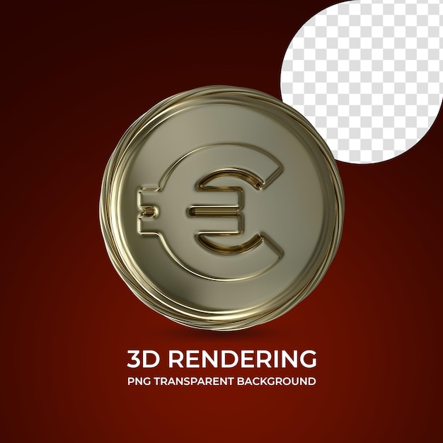 Símbolo de moneda euro Representación 3d fondo transparente aislado