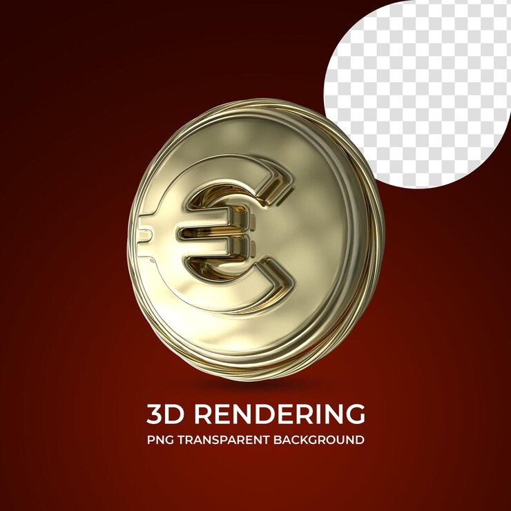 PSD símbolo de moneda euro representación 3d fondo transparente aislado
