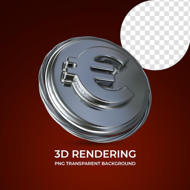 Símbolo de moneda euro Representación 3d fondo transparente aislado