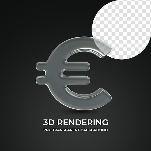 PSD símbolo de moneda euro representación 3d fondo transparente aislado