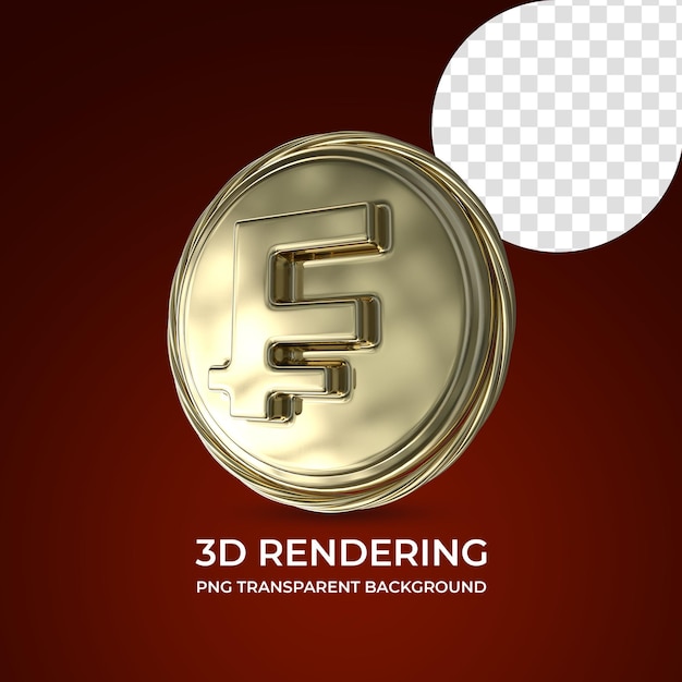 Símbolo de moneda franco representación 3d fondo transparente aislado