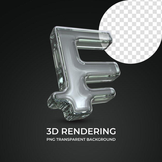 Símbolo de moneda franco representación 3d fondo transparente aislado