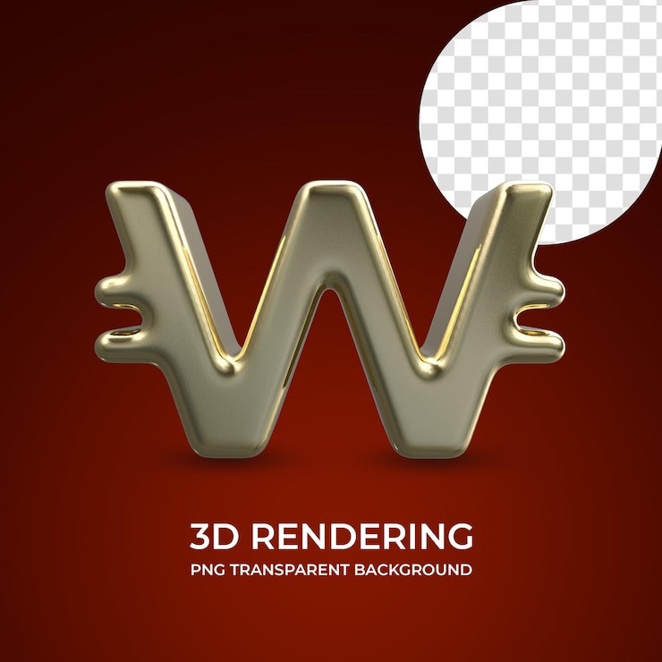 PSD símbolo de moneda ganada representación 3d fondo transparente aislado