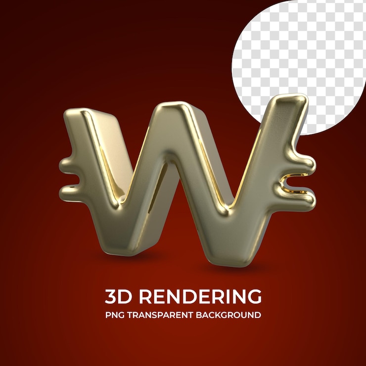 PSD símbolo de moneda ganada representación 3d fondo transparente aislado