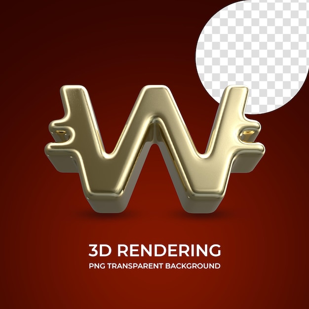 Símbolo de moneda ganada representación 3d fondo transparente aislado