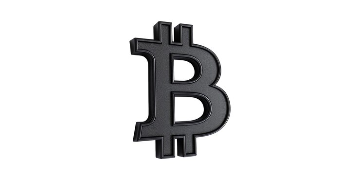 PSD símbolo de moneda negra de bitcoin aislado en un fondo transparente