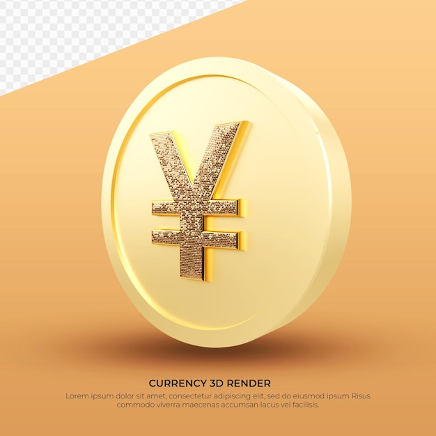 Símbolo de moneda de oro de renderizado 3D Moneda de yen