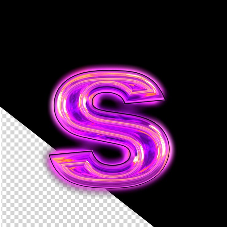 PSD símbolo morado con letra luminosa s