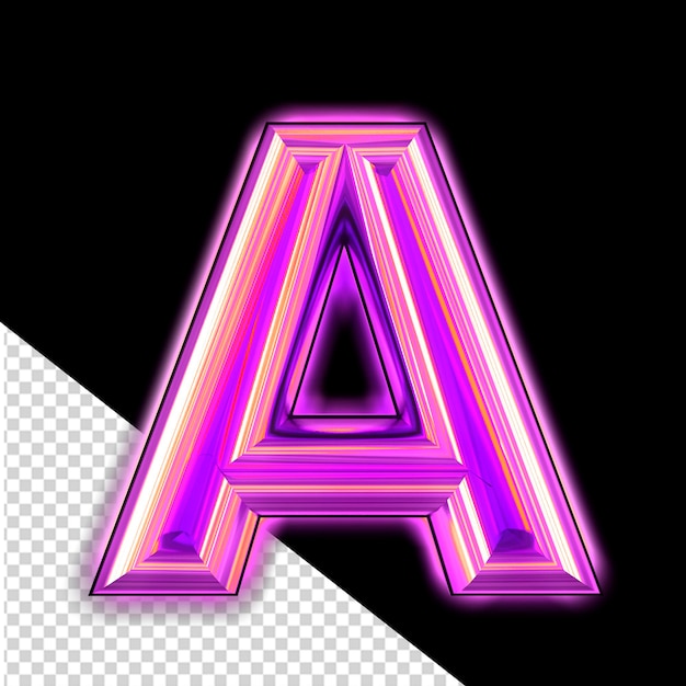 Símbolo morado con letra luminosa a
