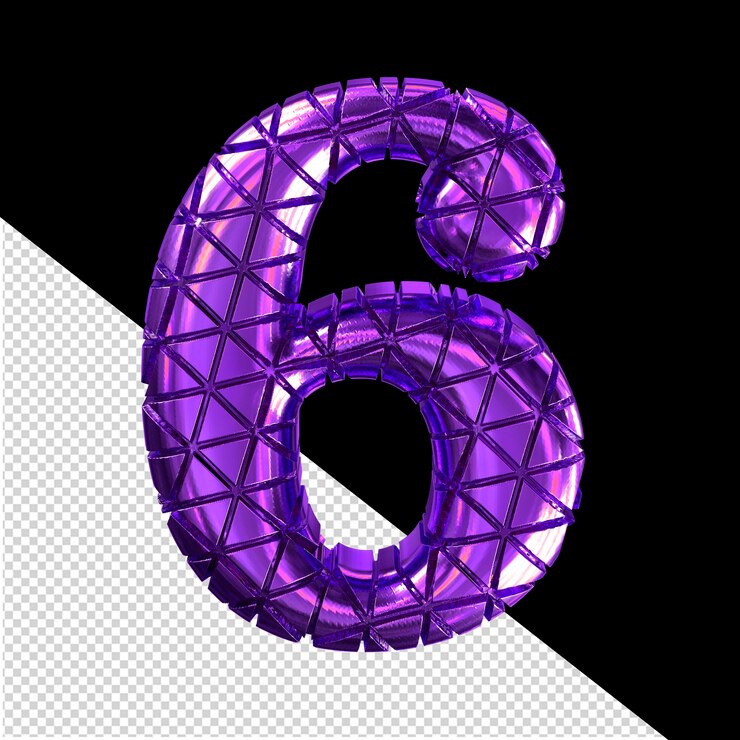 PSD símbolo morado oscuro con muescas número 6