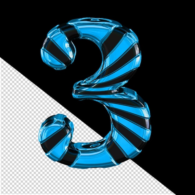 Símbolo negro y azul número 3