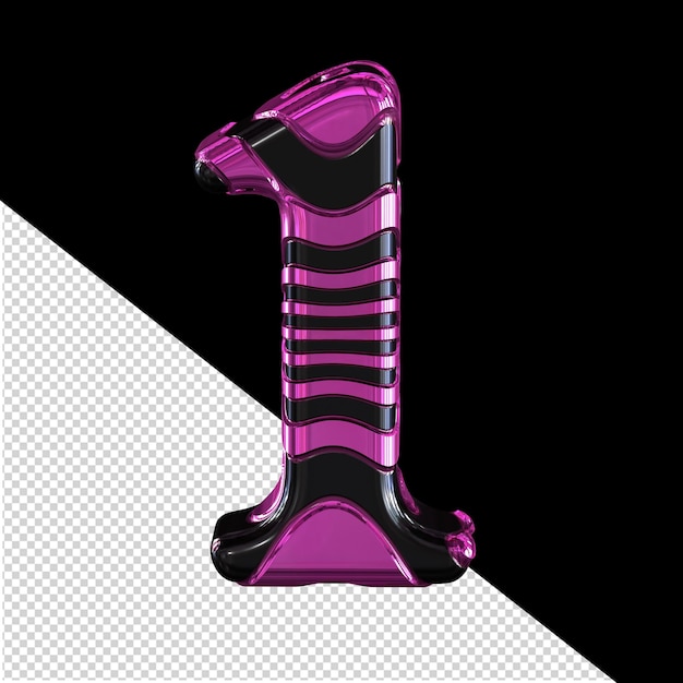 Símbolo negro y morado número 1