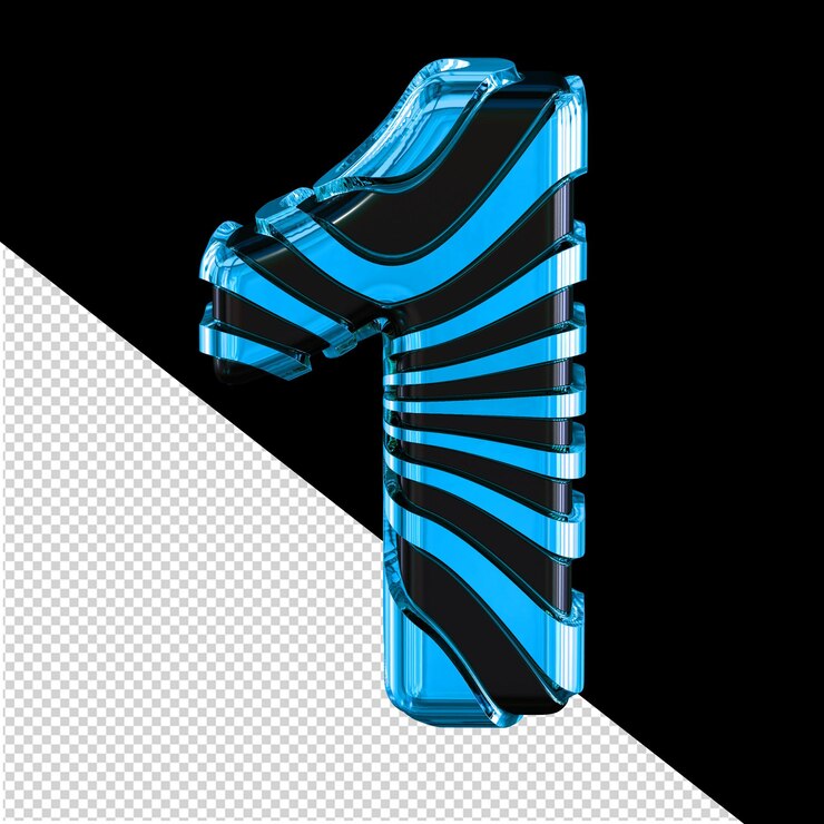 PSD símbolo negro con tiras azules número 1