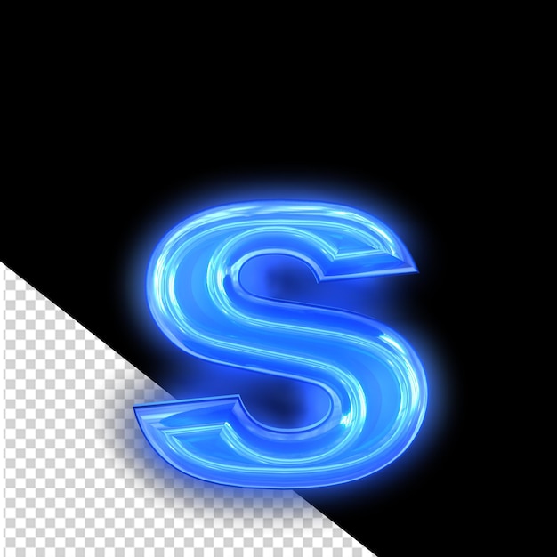 Símbolo de neón azul letra s