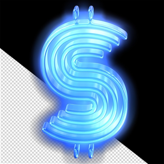 PSD símbolo neon azul