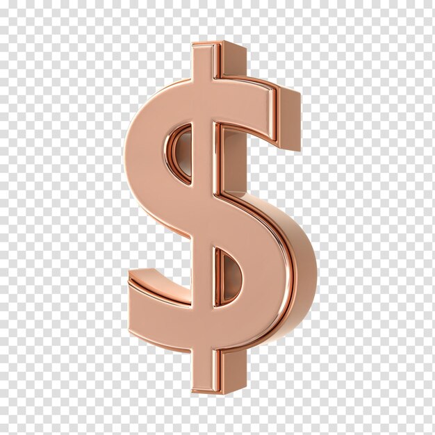 Símbolo Número de dólar Oro Renderizado en 3D