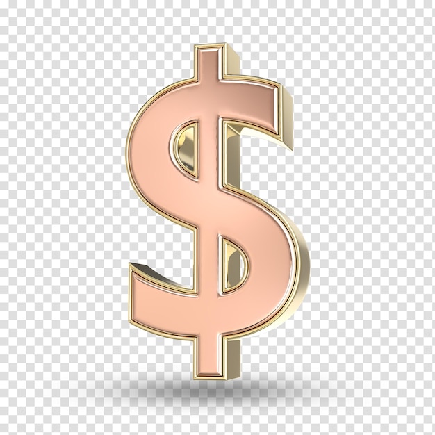 Símbolo Número de dólar Oro Renderizado en 3D