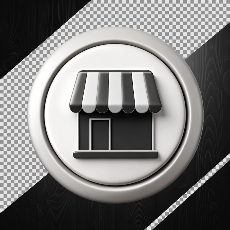 PSD símbolo o logotipo de la tienda 3d aislado sobre un fondo transparente