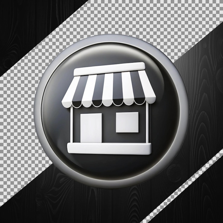 PSD símbolo o logotipo de la tienda 3d aislado sobre un fondo transparente