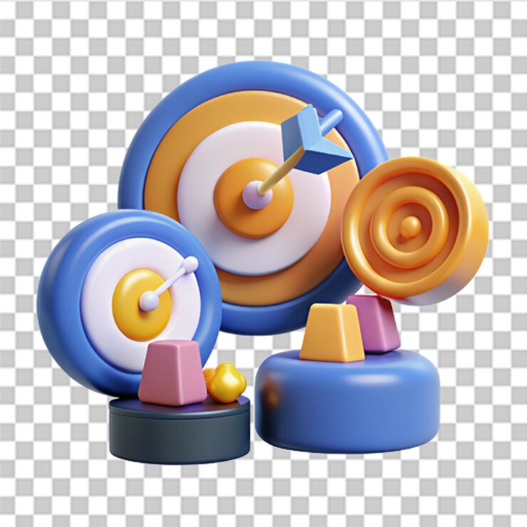 PSD símbolo de orientación personal 3d para diseño web audiencia de clientes objetivo alcanza generación de ventas signo de meta vector moderno y de moda en estilo 3d