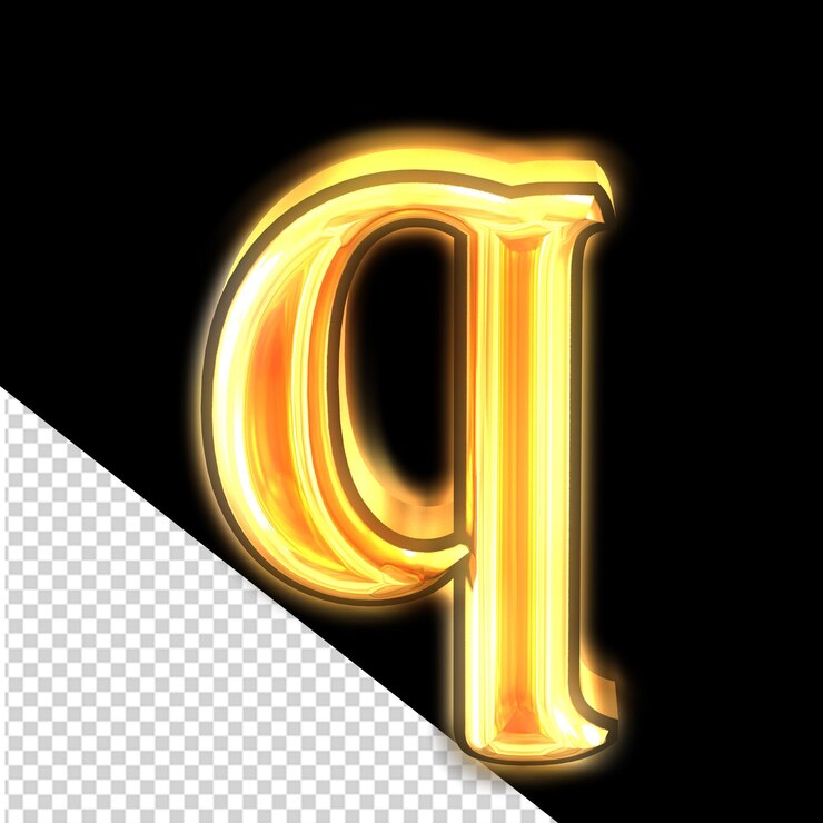 PSD símbolo de oro brillante letra q