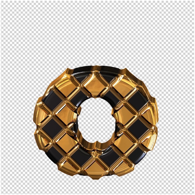 Símbolo de oro hecho de rombos letra o