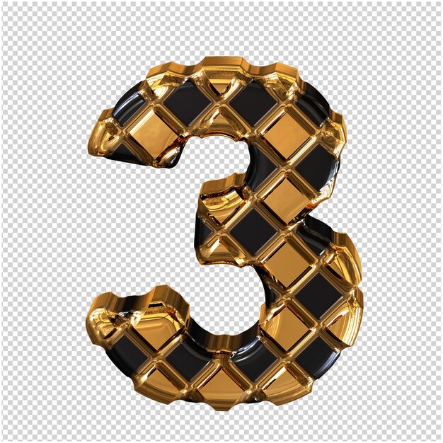 Símbolo de oro hecho de rombos número 3