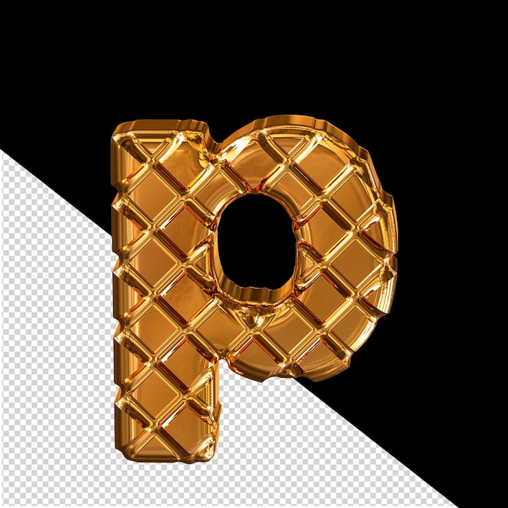 PSD símbolo de oro hecho de rombos de oro letra p
