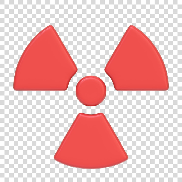PSD símbolo de peligro radiactivo rojo tridimensional