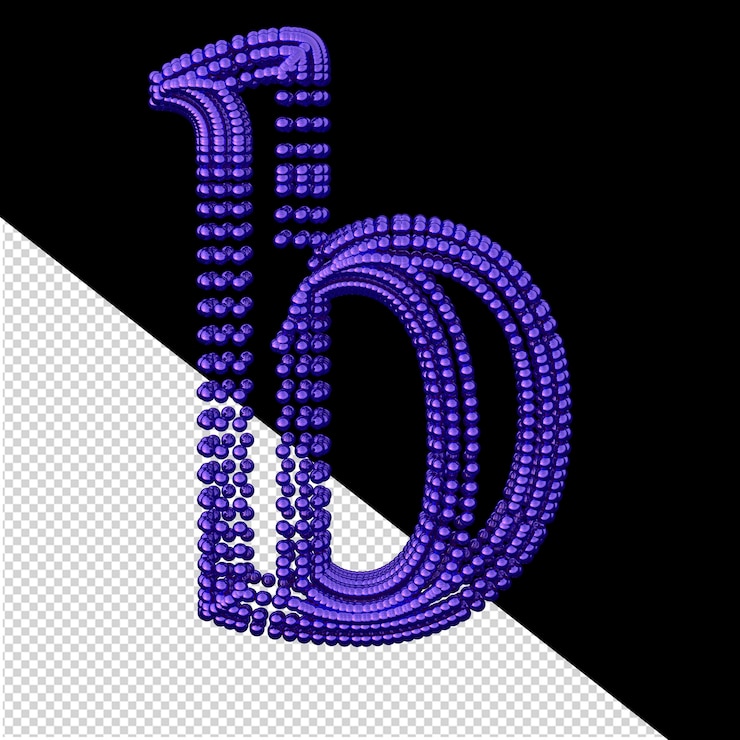 PSD símbolo de pequeñas esferas 3d de color púrpura oscuro letra b