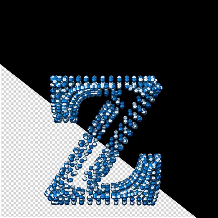 PSD símbolo de pequeñas esferas plateadas y azules 3d letra z
