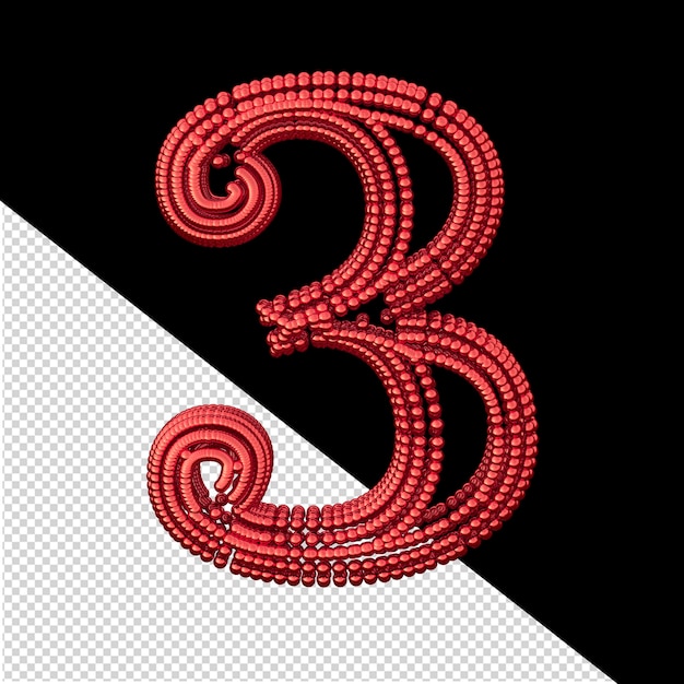 Símbolo de pequeñas esferas rojas número 3