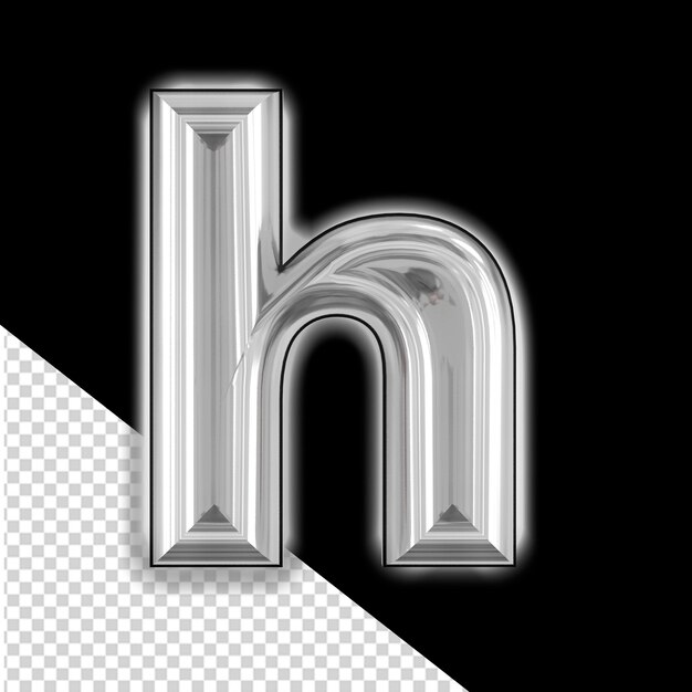 PSD símbolo de plata con brillo letra h