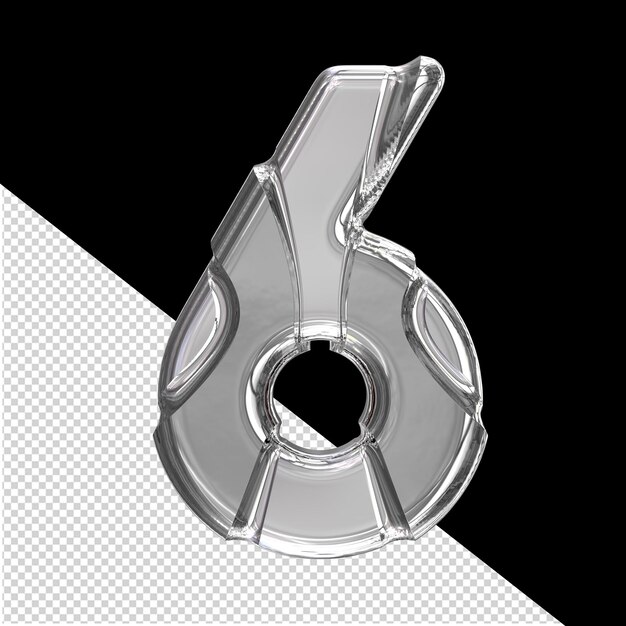 Símbolo de plata con incrustaciones número 6