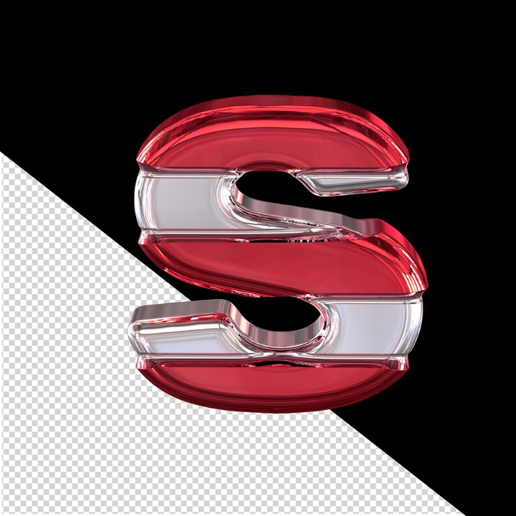 PSD símbolo plateado con finas tiras horizontales rojas letra s