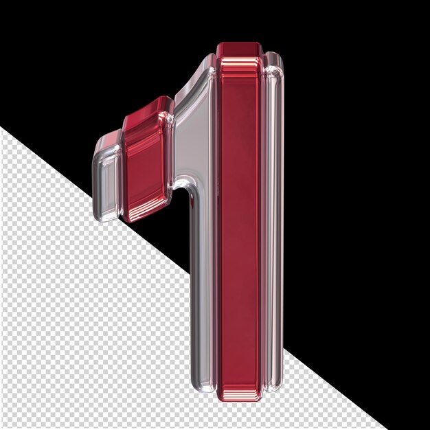 Símbolo plateado con tiras rojas número 1