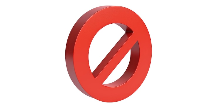 PSD símbolo de prohibición rojo en 3d aislado sobre un fondo transparente