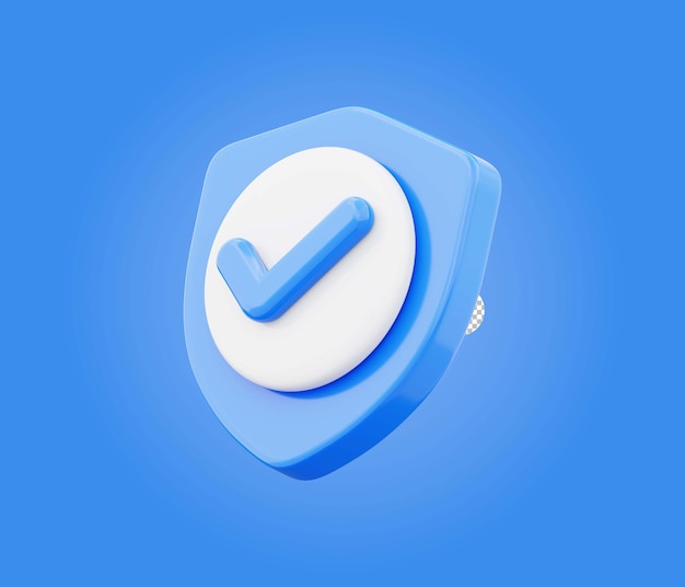 Símbolo de protección de seguridad del icono del escudo Ilustración de renderizado 3D aislada en fondo transparente