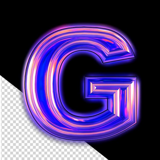 PSD símbolo púrpura con brillo letra g