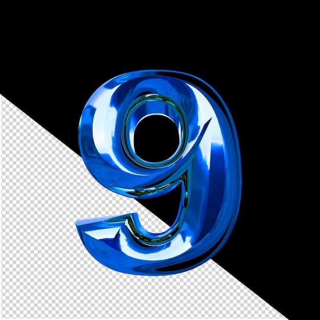 Simbolo realizzato in blu con numero 9 smussato
