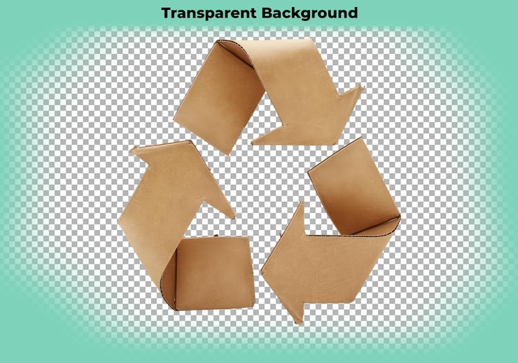 PSD símbolo de reciclaje hecho de cartón aislado sobre un fondo transparente