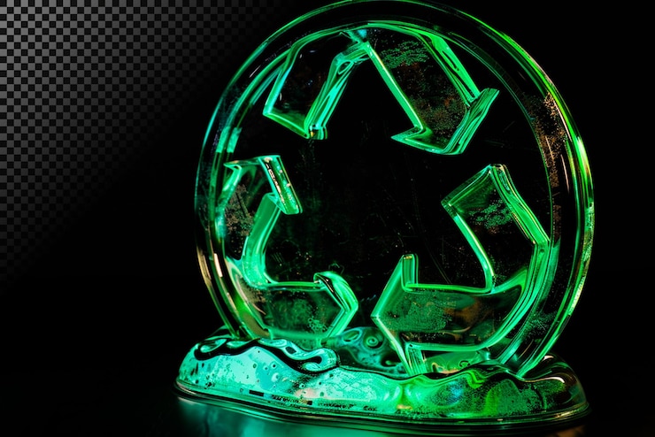 PSD símbolo de reciclaje verde brillante