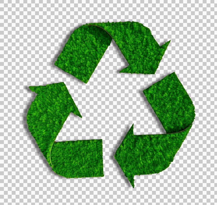 PSD símbolo de reciclaje verde que representa la sostenibilidad ambiental