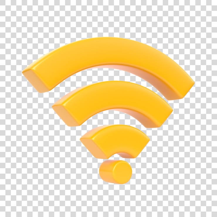 PSD símbolo de red inalámbrica amarillo aislado sobre fondo blanco concepto de diseño de icono wifi signo wifi 3d